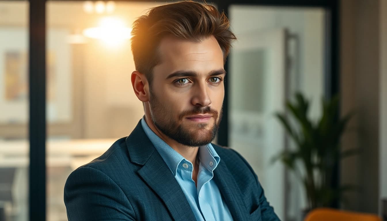 Headhunter, der konzentriert mit Klienten in einem hellen Büro spricht und professionelle Beratung bietet.