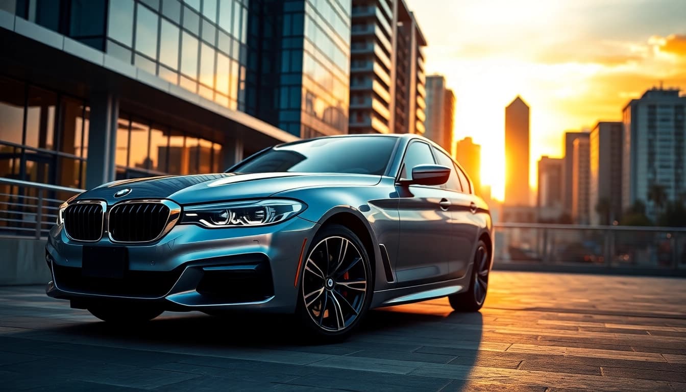 BMW kaufen: Eleganter BMW Sedan in einer urbanen Umgebung mit modernem Design.