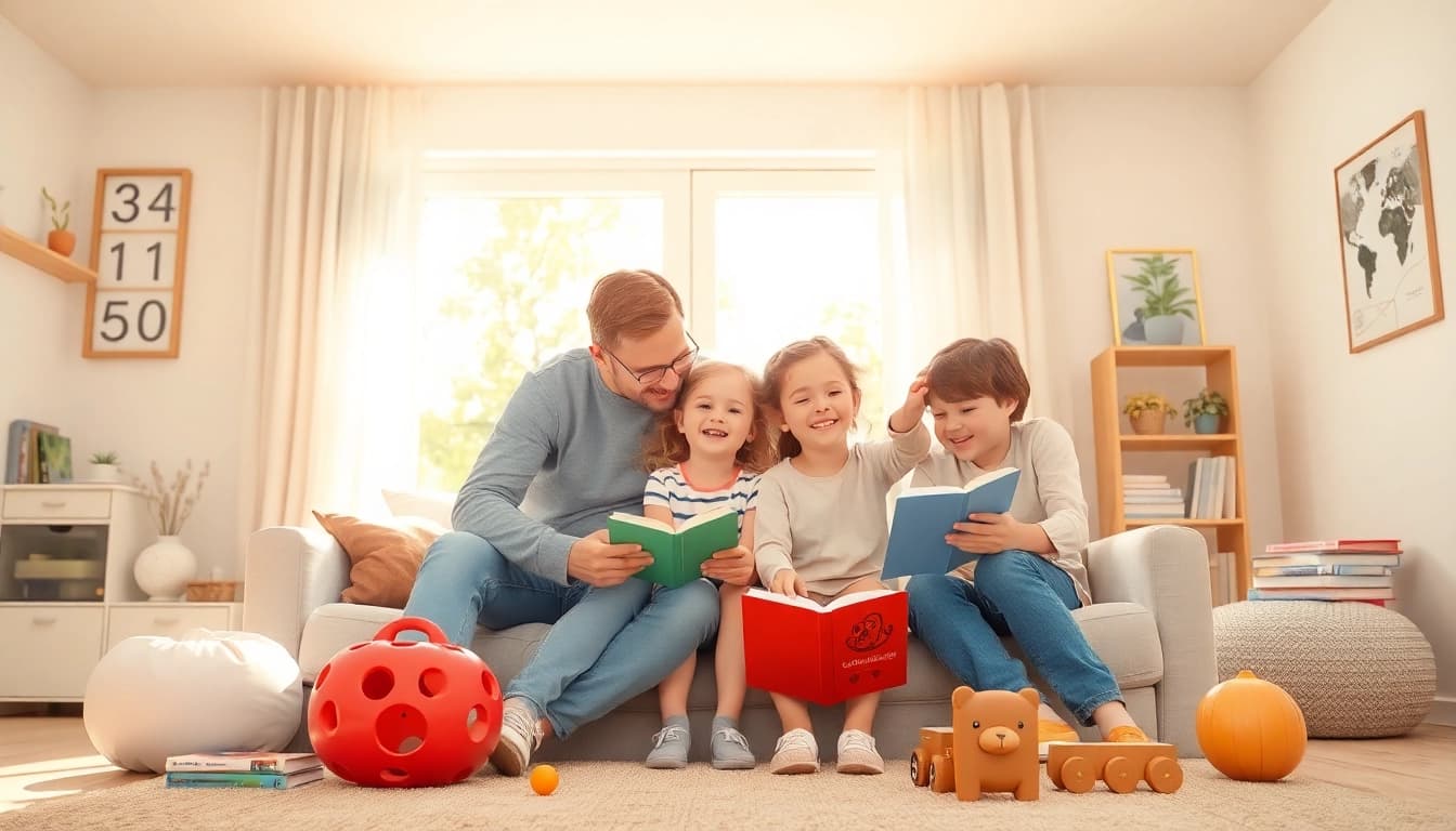 Kindererziehung in einer harmonischen Familie, die Liebe und Freude teilt.