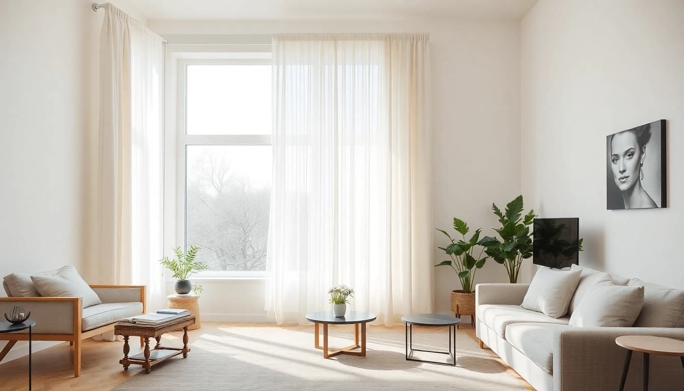 Gestalte dein Zuhause mit einem eleganten Plissee nach Maß in einem hellen, cremefarbenen Stoff, das den Raum beleuchtet und Wärme bietet.