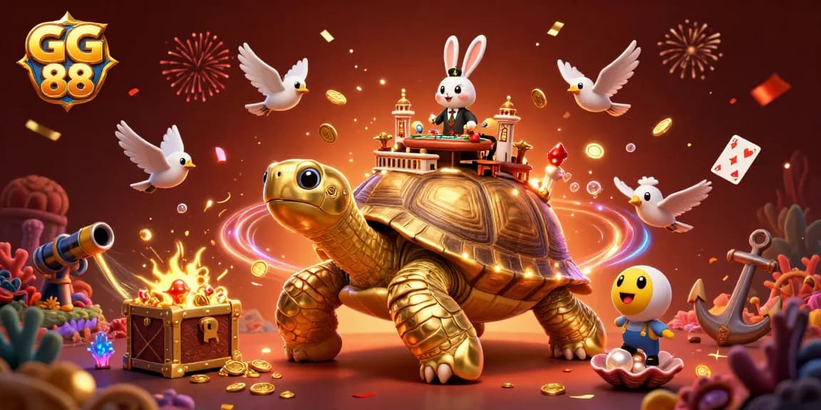 Engage in thrilling games at GG 88 with a vibrant, interactive casino experience showcasing a golden tortoise casino.