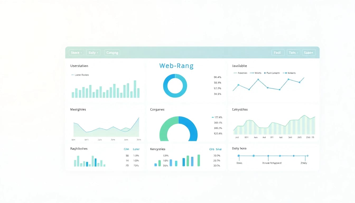 Dashboard zur Analyse des Web-Rangs mit Grafiken und Nutzerstatistiken.