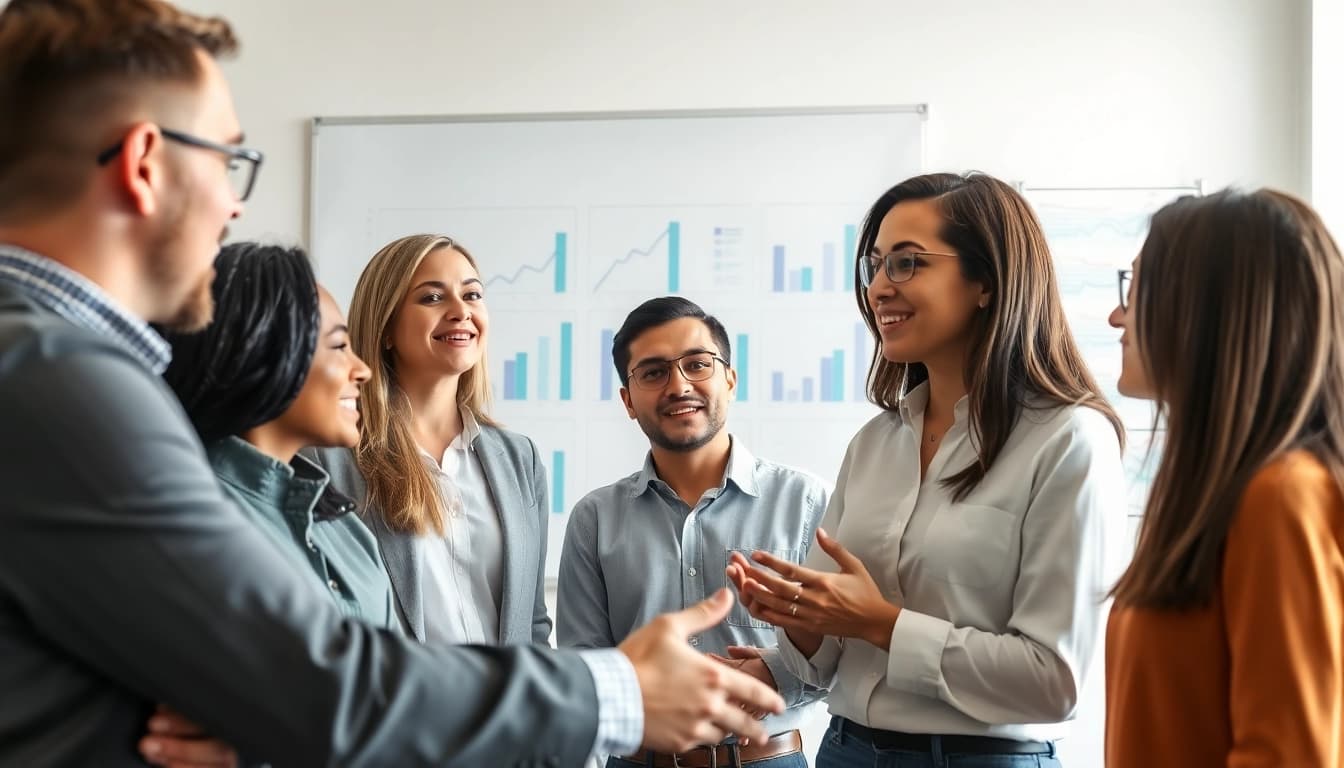 Headhunter Ingenieure in einem modernen Büro, das Teamarbeit und Stellenangebote zeigt.