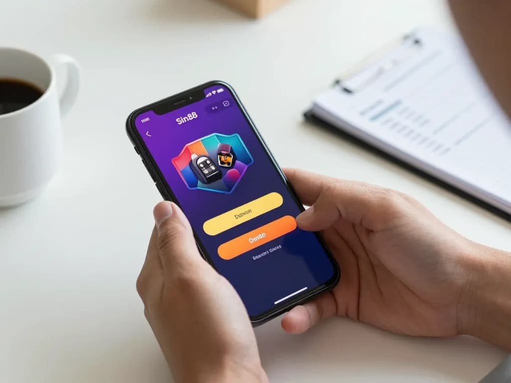 Sin88 login displayed on smartphone, showcasing strategic online betting options in a cozy atmosphere