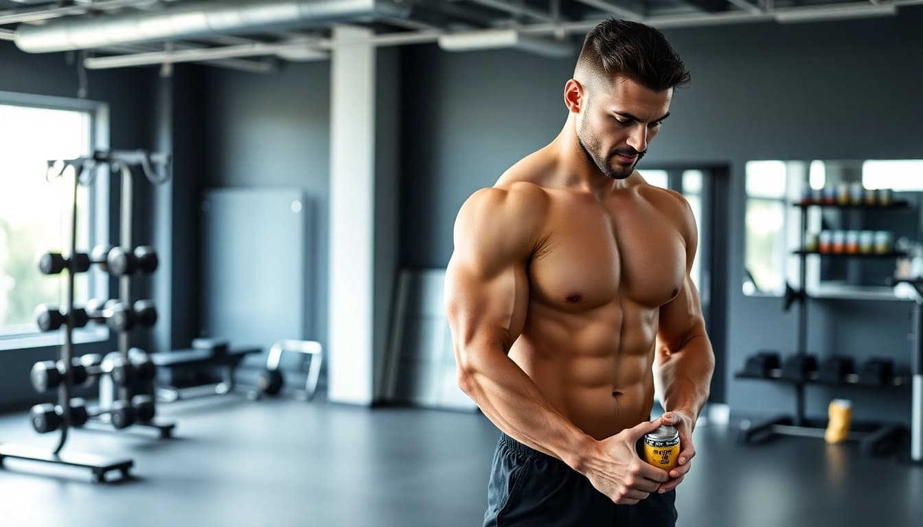In einem Fitnessstudio, muskuläre Athleten und Unique Pharma Steroids zur Unterstützung des Muskelaufbaus