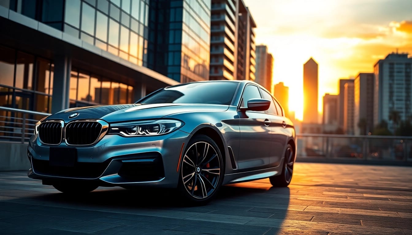 BMW kaufen: Eleganter BMW Sedan in einer urbanen Umgebung mit modernem Design.
