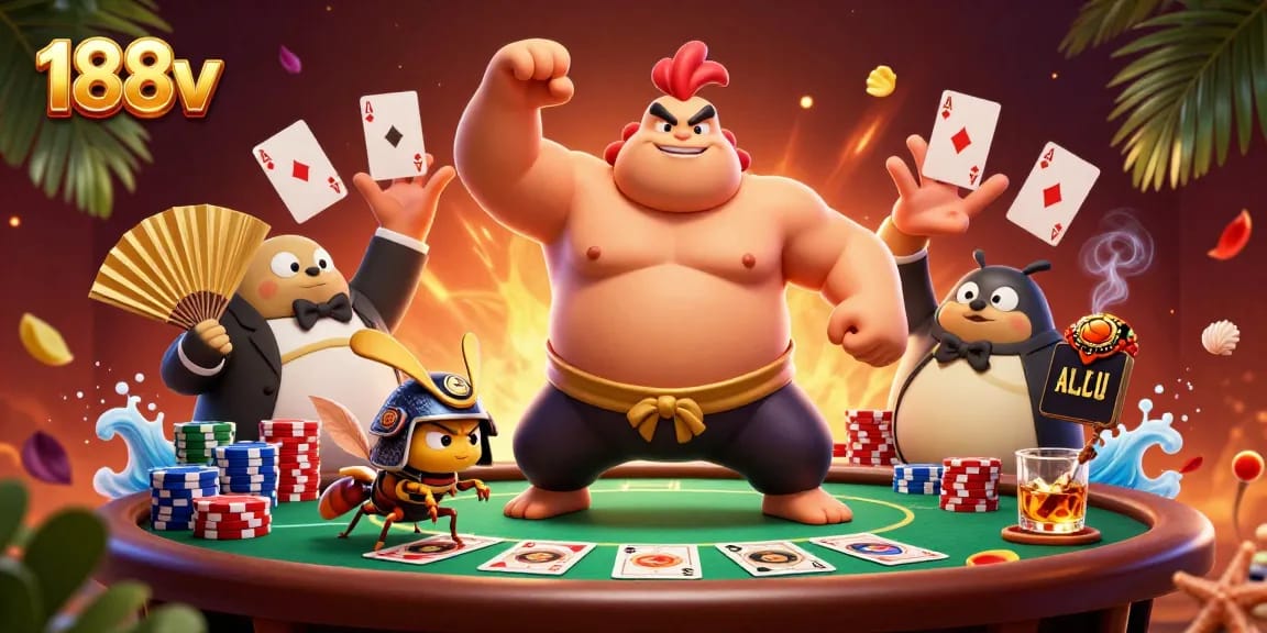 Players strategizing poker hands at 188v casino, featuring dynamic game elements.