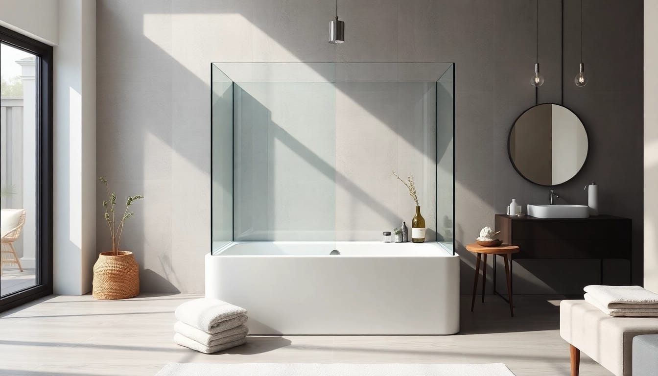 Erkunden Sie die sonni Duschkabine 90x90 in einem modernen Badezimmer mit eleganten Details.