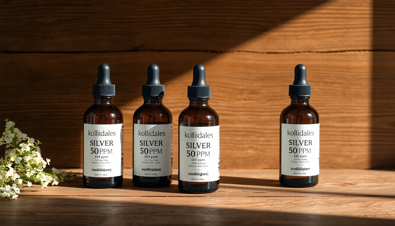 Kolloidales Silber 50 ppm bottles showcasing premium quality in a serene setting.