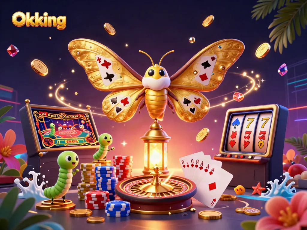 Experience thrilling gameplay with Okking's vibrant casino motifs and colorful gaming elements.