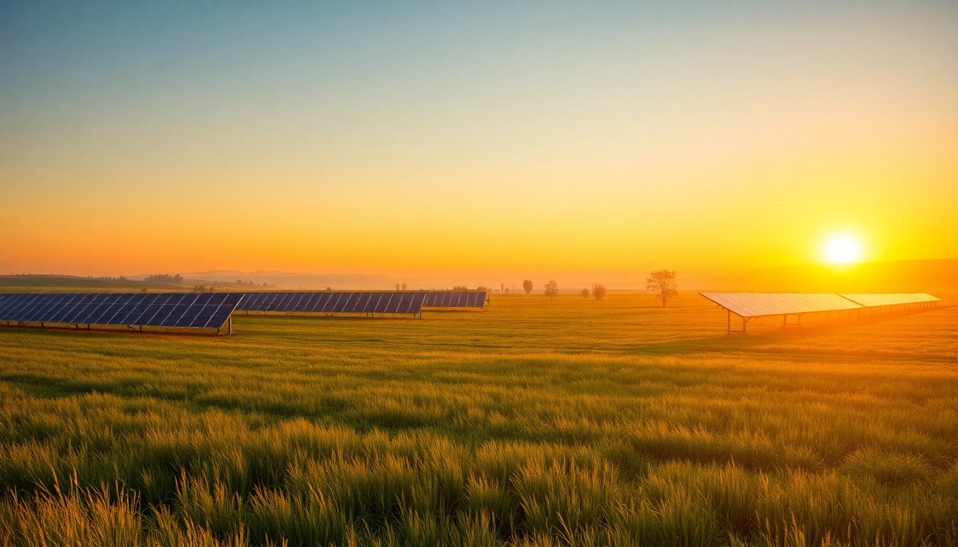 FREIFLÄCHE VERPACHTEN: Blick auf ein sonniges Feld mit Solarpanelen für nachhaltige Energieerzeugung.
