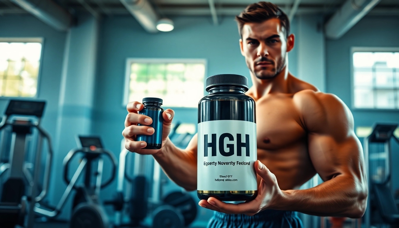 hgh kaufen - Fitness athlete promoting HGH in a modern gym setting.