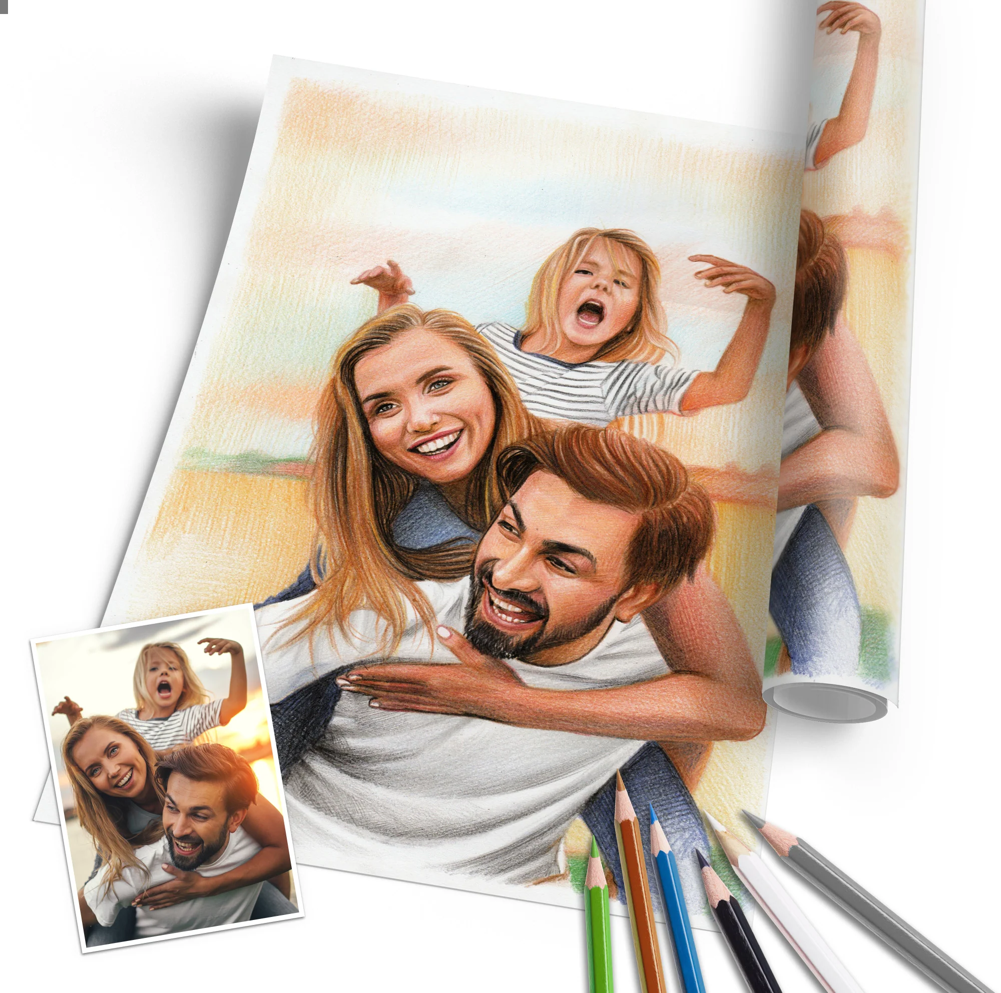 Personalisierte Geschenke mit einem Portrait von Families Portrait
