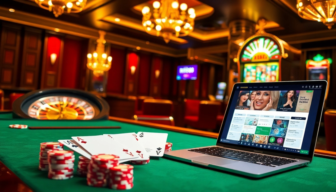 Exciting casino atmosphere showcasing RR88 poker table with vibrant chips and cards.