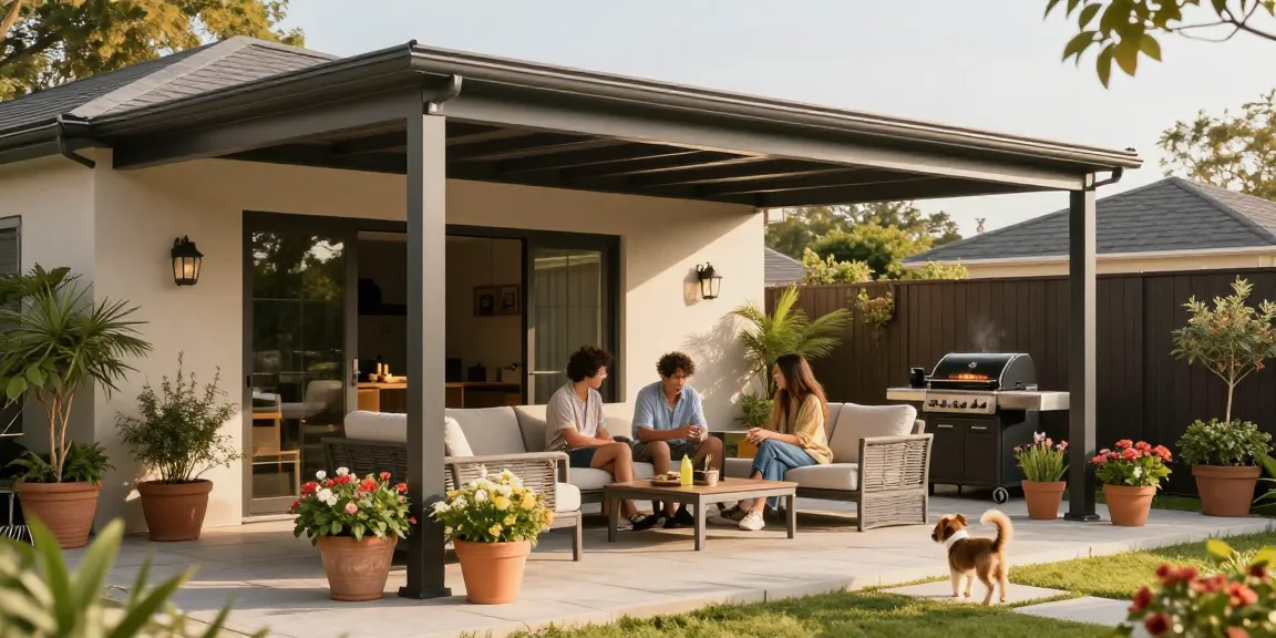 Terrassenüberdachungen und kreative Gartengestaltung mit gemütlicher Atmosphäre.