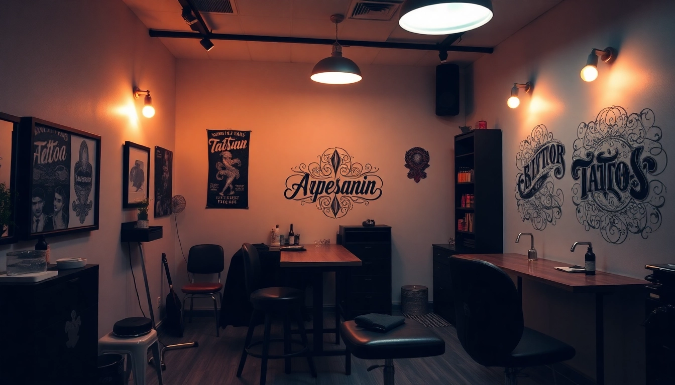 Einladendes Tattoo Studio München, in dem Künstler beeindruckende Designs anfertigen.