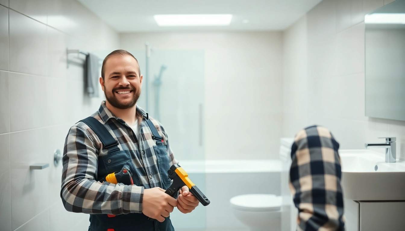 Installateur Notdienst bei der effektiven Reparatur in einem modernen Badezimmer.