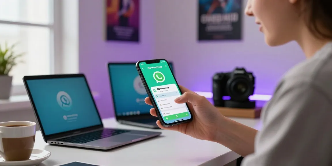 Engaging with GB WhatsApp download on smartphone in a tech-savvy home office