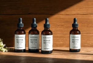 Kolloidales Silber 50 ppm bottles showcasing premium quality in a serene setting.