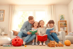 Kindererziehung in einer harmonischen Familie, die Liebe und Freude teilt.