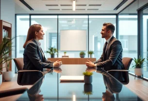 Headhunter für Vertriebsmitarbeiter interview setting with engaged candidates.