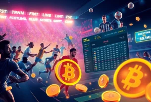 Experience the excitement of online sports betting with crypto through this dynamic platform illustration.