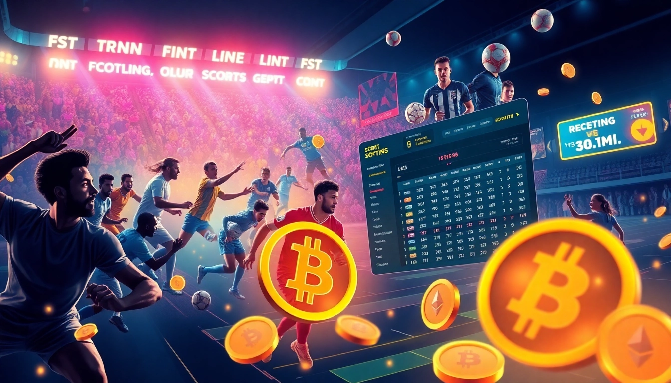 Experience the excitement of online sports betting with crypto through this dynamic platform illustration.