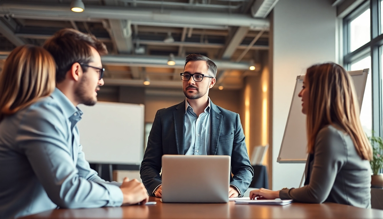 Headhunter Ingenieure im modernen Büro diskutieren Strategien zur Personalvermittlung.