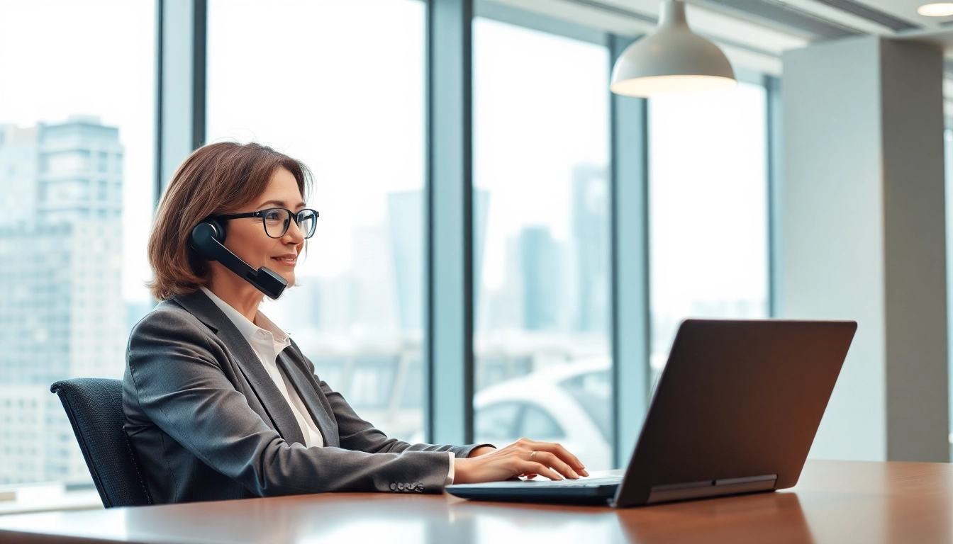 Headhunter führt ein Telefoninterview in einem modernen Büro.