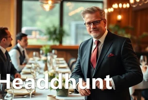 Headhunter Gastronomie diskutiert mit Gastronomie-Profis in elegantem Ambiente.