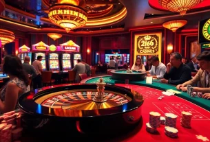 Experience the thrill of a lavish casino with engaging link 12bet elements, showcasing excitement and vibrant gambling action.