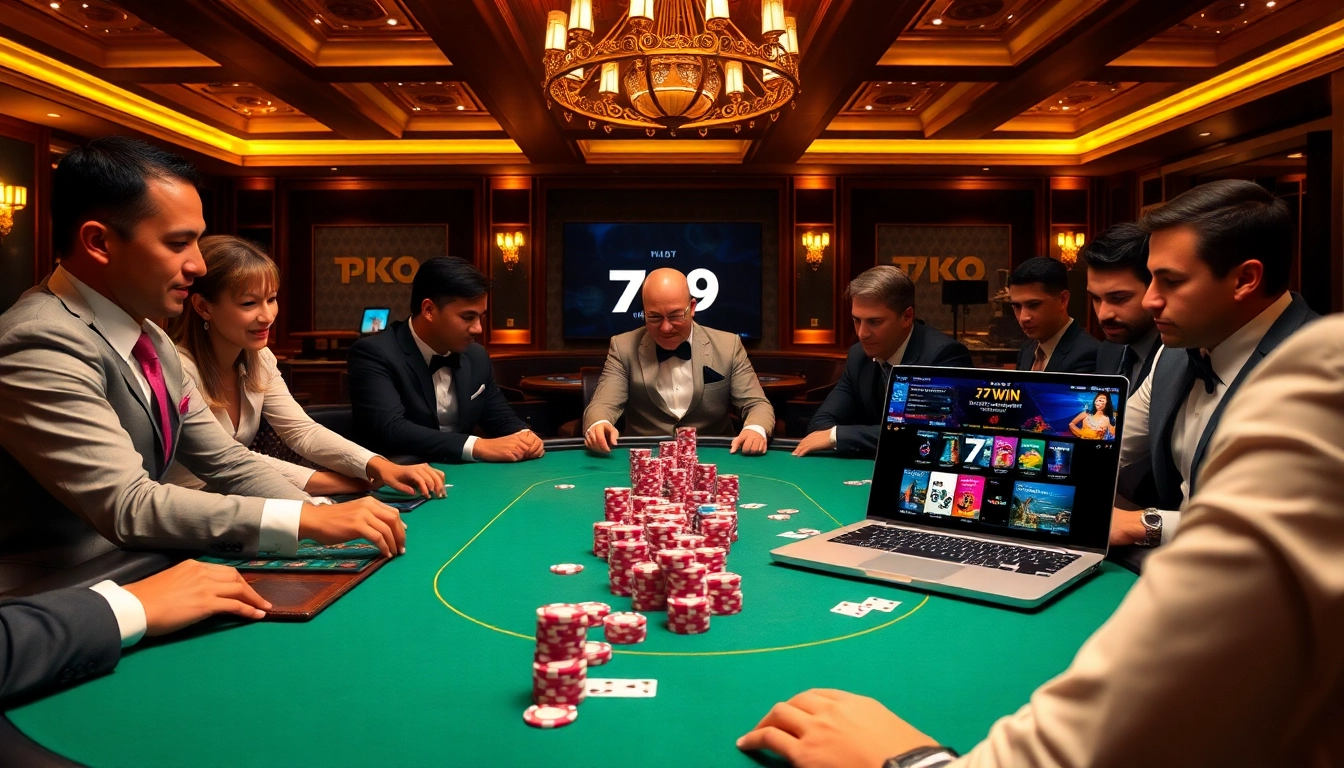 Excitement at the 789 win casino with chips, cards, and online game interface.