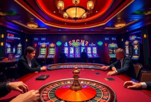 Engaged players at a luxurious casino table promoting s8cz.com online gambling experience.