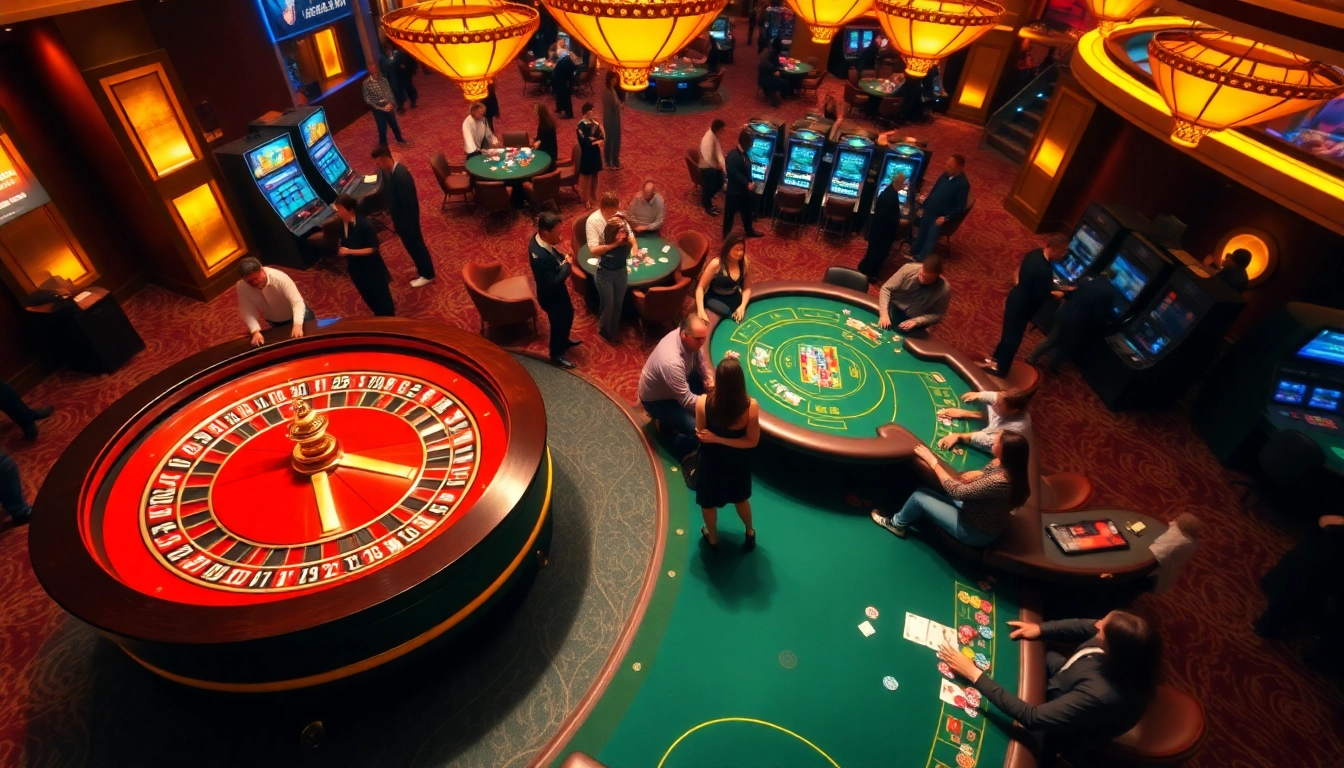 Engaging players at U888 casino with poker chips and roulette wheel in a vibrant atmosphere.