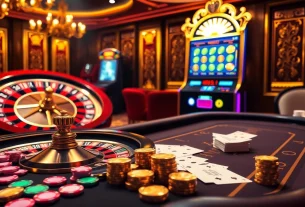 Nohu90 casino scene showcasing luxurious gambling elements and excitement.