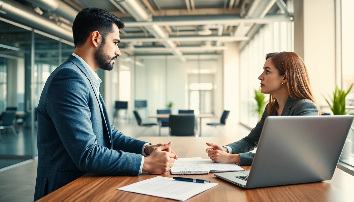 Headhunter Ingenieure interviewing a candidate in a modern office environment.
