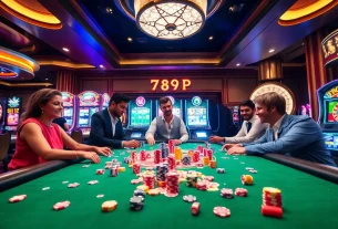 Win big at 789P with poker chips and cards in an exciting casino setting.