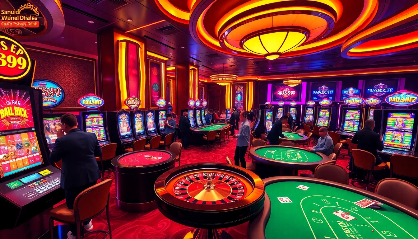 Experience the thrill of PS 99 in a luxurious casino with poker tables and roulette wheels.