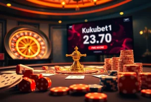 Experience the thrill of kubet11 at an upscale casino table with cards, chips, and vibrant ambiance.