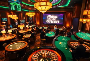 Strategically navigating gaming tables at a high-stakes casino showcasing hidden wiki onion links and thrilling action.