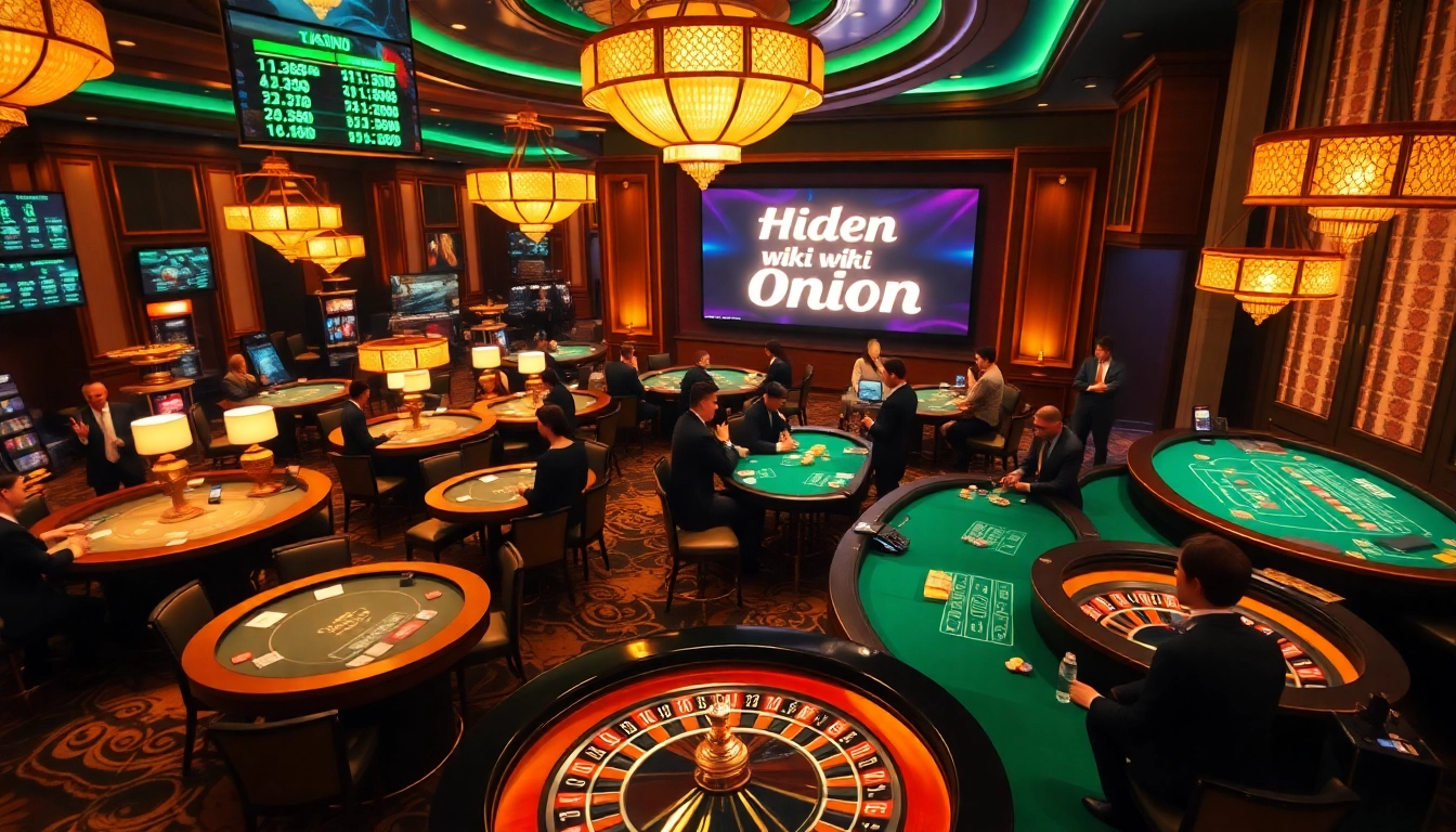 Strategically navigating gaming tables at a high-stakes casino showcasing hidden wiki onion links and thrilling action.