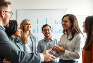 Headhunter Ingenieure in einem modernen Büro, das Teamarbeit und Stellenangebote zeigt.