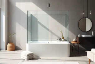 Erkunden Sie die sonni Duschkabine 90x90 in einem modernen Badezimmer mit eleganten Details.